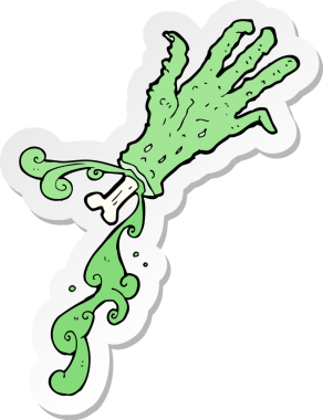 Bir insan tarafından çizilmiş iğrenç zombi elinin çıkartması.