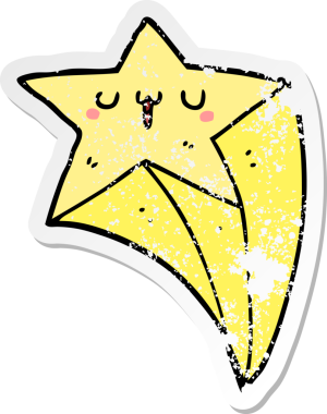 Bir insan tarafından çizilmiş bir çizgi film yıldızının sıkıntılı çıkartması.