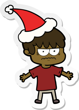 Bir insan tarafından çizilmiş Noel Baba şapkası takan bir çocuğun çizilmiş el yazısı.