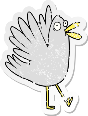 Bir insan tarafından çizilmiş karikatür kuşunun sıkıntılı çıkartması.