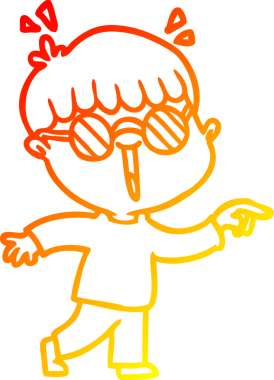 Bir insan tarafından çizilmiş gözlük takan çizgi film çocuğu çizimi.