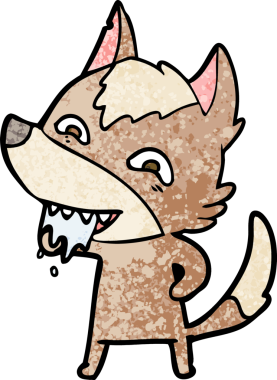 Bir insan tarafından çizilmiş aç kurt çizgi filmi.