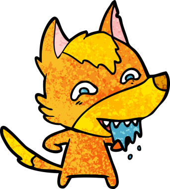 Bir insan tarafından çizilmiş tilki çizgi film karakteri