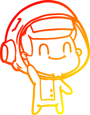 Bir insan tarafından çizilmiş mutlu bir astronot çizgi roman çizimi.