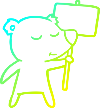 Mutlu bir kutup ayısının insan imzalı soğuk çizgi çizimi.