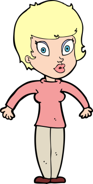 Bir insan tarafından çizilmiş omuz silken çizgi filmdeki kadın.