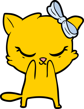 Bir insan tarafından çizilmiş sevimli çizgi film kedisi.