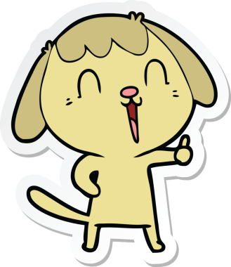 Bir insan tarafından çizilmiş şirin bir köpeğin çıkartması.