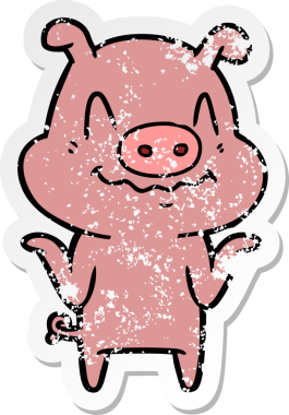 Bir insan tarafından çizilmiş sinirli bir domuzun sıkıntılı çıkartması.