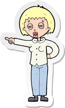 Bir insan tarafından çizilmiş karikatür kadın çıkartması.