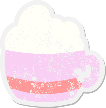 Bir insan tarafından çizilmiş kahve fincanı grunge etiketi.