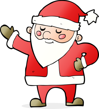 Bir insan tarafından çizilmiş Noel Baba çizgi filmi.