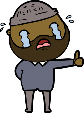 Çizgi film sakallı adam bir insan tarafından çizilmiş ağlıyor.