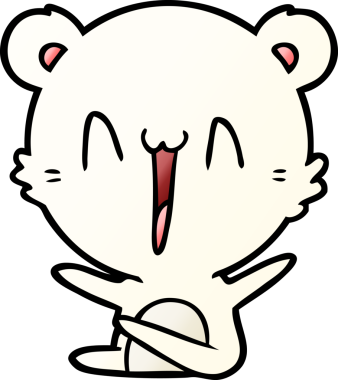 Bir insan tarafından çizilmiş gülen kutup ayısı çizgi filmi.