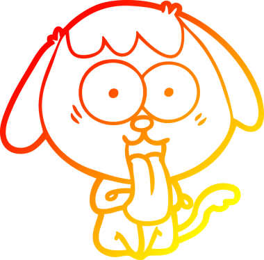 Bir insan tarafından çizilmiş sevimli bir köpeğin sıcak çizgi çizgisi.