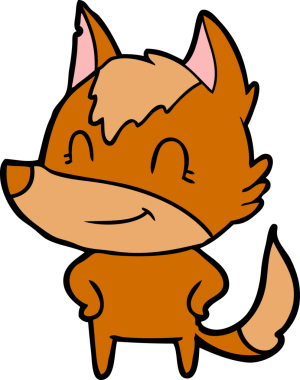 Bir insan tarafından çizilmiş tilki çizgi film karakteri