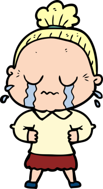 Bir insan tarafından çizilmiş ağlayan yaşlı kadın çizgi filmi.