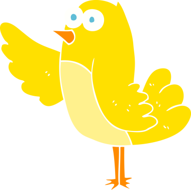 Bir insan tarafından çizilen kuşun düz renk çizimi