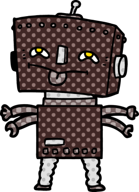 Bir insan tarafından çizilmiş çizgi film robotu