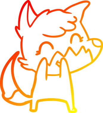 Bir insan tarafından çizilmiş mutlu bir tilkinin sıcak çizgi çizimi