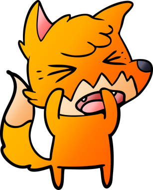 Bir insan tarafından çizilmiş kızgın çizgi film tilkisi.