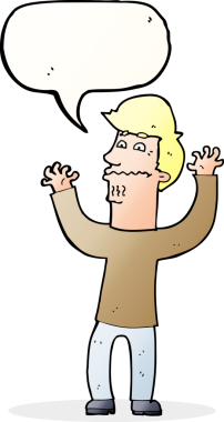 Bir insan tarafından çizilmiş konuşma balonlu sinirli bir adam.