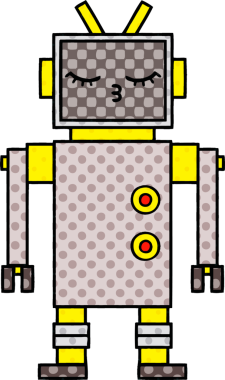 bir insan tarafından çizilmiş bir robotun çizgi roman tarzı