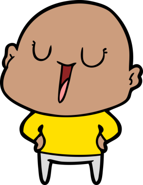 Bir insan tarafından çizilmiş mutlu, kel adam.