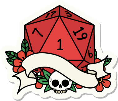 Bir insan tarafından çizilmiş doğal bir d20 zar etiketi.