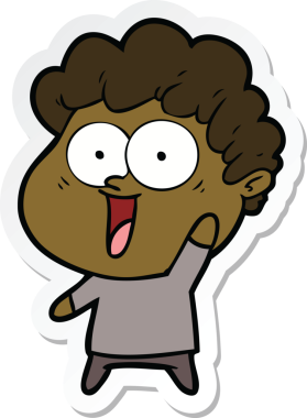 Bir insan tarafından çizilmiş mutlu bir adamın çıkartması.