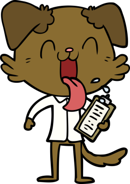 Bir insan tarafından çizilmiş panosu olan nefes nefese bir köpek.