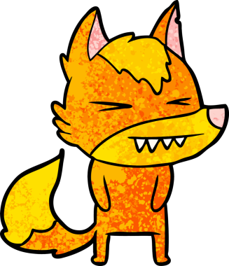 Bir insan tarafından çizilmiş tilki çizgi film karakteri