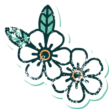 Bir insan tarafından çizilmiş çiçeklerin sembolik dövmeli resmi