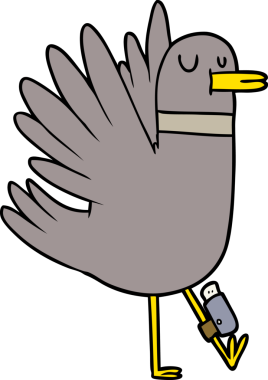 Bir insan tarafından çizilmiş çizgi film kuşu.