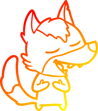 Bir insan tarafından çizilmiş gülen bir kurt çizgi çizimi.