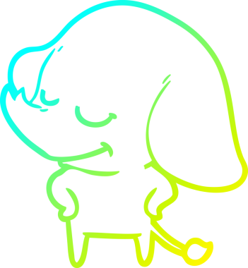 Bir insan tarafından çizilmiş gülümseyen bir filin soğuk gradyan çizimi