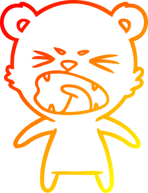 Bir insan tarafından çizilmiş kızgın bir çizgi film ayısının sıcak çizgi çizimi