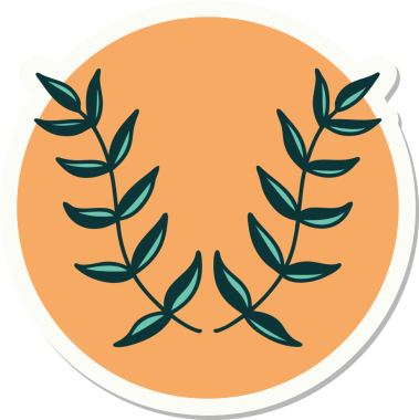 Bir insan tarafından çizilmiş defne defne stili dövme çıkartması.