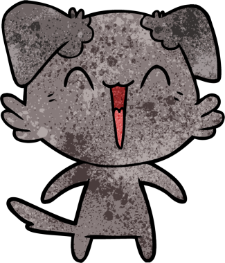 Bir insan tarafından çizilmiş küçük mutlu köpek çizgi filmi.