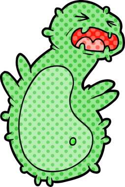 Bir insan tarafından çizilmiş karikatür mikrobu.