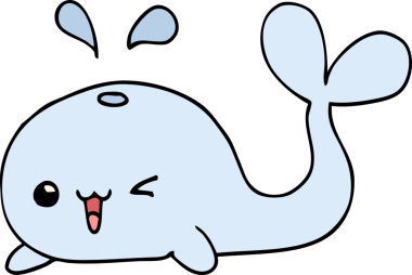 Bir insan tarafından çizilmiş çizgi film balinası