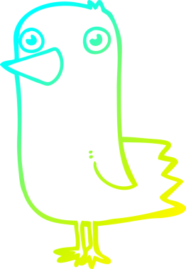 Bir insan tarafından çizilen karikatür kuşunun soğuk gradyan çizgisi