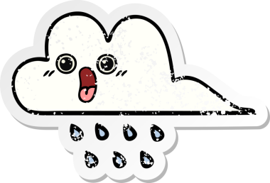 Bir insan tarafından çizilmiş tatlı bir yağmur bulutunun sıkıntılı çıkartması