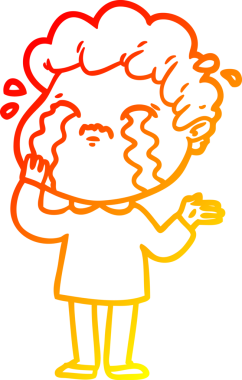 Bir insan tarafından çizilmiş ağlayan bir çizgi film karakteri çizimi.