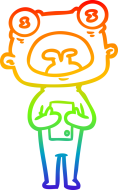 Gökkuşağı gradyanı çizimi bir çizgi film. Bir insan tarafından çizilmiş garip bir uzaylı.