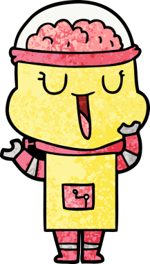 Bir insan tarafından çizilmiş mutlu çizgi film robotu