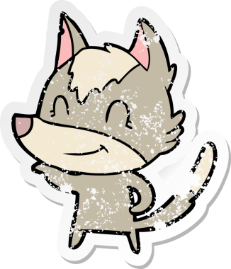 Bir insan tarafından çizilmiş dost canlısı bir kurdun sıkıntılı çıkartması.