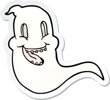 Bir insan tarafından çizilmiş ürkütücü bir hayaletin çıkartması.