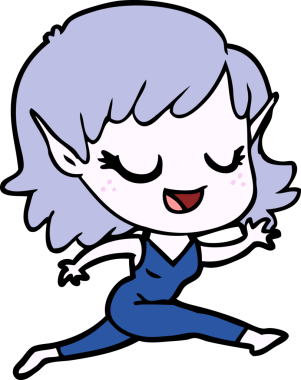 Bir insan tarafından çizilen mutlu elf kızı.