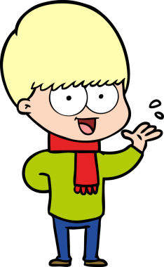 Bir insan tarafından çizilen mutlu çizgi film çocuğu.